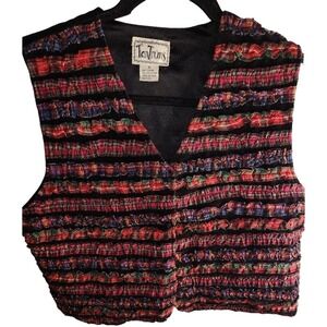 Vintage Tantrums Plaid Ruffle Striped‎ Vest Top Sleeveless Size S